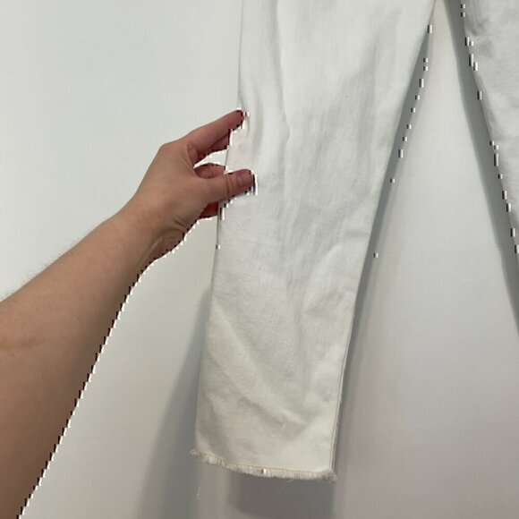 LANDS' END High Rise Slim Ankle Jean White Light Wash? High Waisted Cropped Crop - Picture 11 of 12